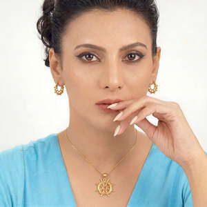 Gold Plated <b>Bridal</b> <b>Jewelry</b> <b>Set</b> with Diamond and Zircon for Women - Product Image 1