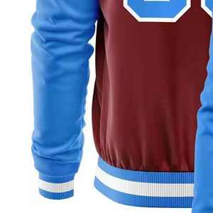 Chaqueta de Béisbol Estilo Universitario Personalizada para Hombre, Ropa Casual Duradera y Moderna con Estampado de Letras en Color Contrastante, Chaqueta Universitaria - Product Image 6