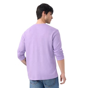 Camiseta Henley de manga larga lavanda para hombre, Top informal de algodón suave con 3 botones, camisetas cómodas para uso diario - Product Image 5