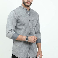 Harga Terbaik Kemeja Jeans Kasual Pria 100% Katun Musim Dingin Bernapas Cepat Kering Nyaman Rajutan Layanan OEM Berkualitas Tinggi