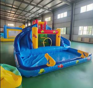 Parque Acuático Inflable de PVC de Doble Carril, Castillo Hinchable para Niños con Tobogán de Agua y Pistola de Agua para el Patio Trasero - Product Image 3