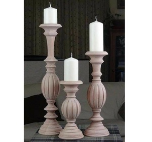 Bougeoir en bois meilleure qualité Antique blanc pilier bougeoir Vintage bord de mer pilier support pour Table à manger pièce maîtresse - Product Image 1