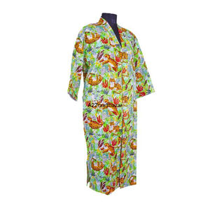 Kimono Kantha Indio Vintage Hecho a Mano, Maxi Vestido Informal de Invierno para Mujer, Estilo Floral de Verano, 100% Algodón, Secado Rápido, Suave y Transpirable, para Playa - Product Image 5