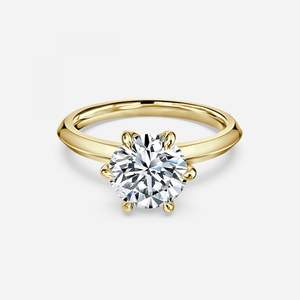 18K oro sólido joyería de las mujeres único de 6 puntas solitario diseño Moissanite diamante clásico compromiso promesa anillo para bodas - Product Image 1