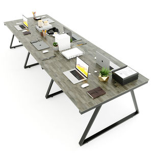 โต๊ะทำงานแบบคลัสเตอร์ 6 ชิ้น รุ่น Contemporary Trapeze II Concept ขนาด 360x120 ซม. รุ่น HBTH015 ทำจากไม้เมลามีนพร้อมโครงเหล็กสแตนเลส เฟอร์นิเจอร์สำนักงาน - Product Image 5
