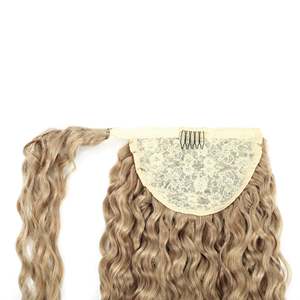 Extensiones de Cabello Humano con Cola de Caballo Rizada y Cordón Ajustable # 16 Extensiones de Cabello Natural Rubio con Clip - Product Image 2