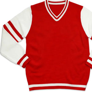 Custom Logo Printed 100% Cotton <b>Fleece</b> Sweatshirts <b>Red</b> White Sorority Streetwear Unisex <b>Red</b> Sweatshirts V-Neck Design - Product Image 2