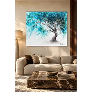 Impression sur toile Fida : Arbre aux feuilles turquoise s'incurvant dans le vent - Product Image 5