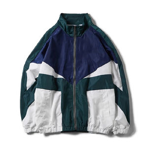 Veste coupe-vent imperméable pour hommes Service OEM Fermeture éclair complète Patchwork Color block Veste de survêtement unisexe des années 90 pour hommes - Product Image 2