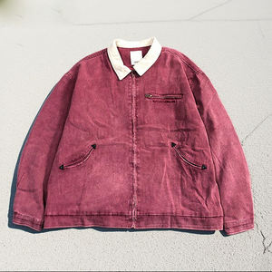 Chaqueta vaquera lavada pesada con múltiples bolsillos para hombre, chaqueta vaquera lavada de Color puro y holgada de marca de moda callejera - Product Image 2