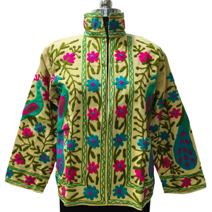 Veste en coton brodé Suzani multicolore faite à la main pour femmes veste respirante au design floral artisanal pour femmes - Product Image 1