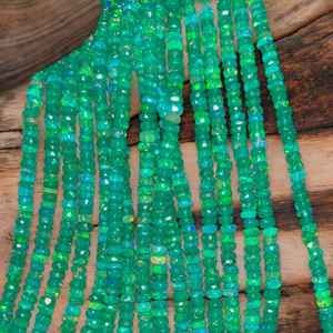2025 Green Ethiopian <b>Opal</b> Faceted Rondelle Beads 3-5mm Natural Gemstone Strand for Jewelry Making Bulk Wholesale Export Supply - Product Image 1