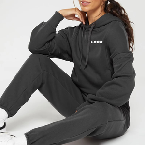 Chándal de Invierno con Capucha y Cordón Ajustable, Estilo Urbano, para Mujer, Talla Grande, 100% Algodón, con Logotipo Personalizado - Product Image 3