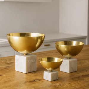 Bol de base en marbre de pierre noire au design moderne Pièce décorative de table pour la maison pour les mariages et le service de nourriture Nouvelle version - Product Image 2