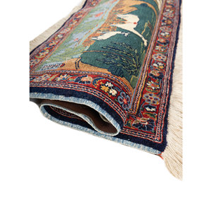 Tapis en laine noué à la main Aalam Blue Pae-6428, motif original, rectangulaire, pour salon, 9x12, décoration de couloir pour adolescents, pour usage domestique - Product Image 2