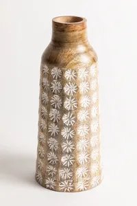 แจกันดอกไม้ทำด้วยมือสำหรับตกแต่งภายในสมัยใหม่แจกันไม้มะม่วงสำหรับห้องนั่งเล่นแจกันไม้ไผ่และไม้ - Product Image 4