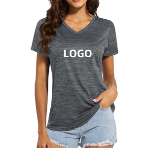 Camiseta de mujer, venta al por mayor, camisetas de mujer con logotipo personalizado de alta calidad, camiseta personalizada con cuello de pico para mujer - Product Image 4