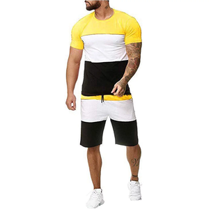 Ensemble deux-pièces de sport d'été grande taille pour homme coupe ajustée T-Shirt à manches courtes Short New Street Print Casual Breathable Thermal - Product Image 6