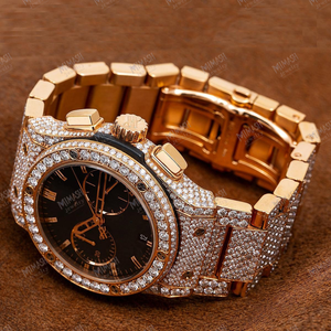 นาฬิกาเพชรโมอิสพร้อมประกายสวยงามสายสแตนเลสเกรดพรีเมี่ยมนาฬิกาเครื่องประดับหรูหราทันสมัยสำหรับผู้ชาย - Product Image 2