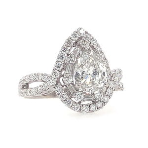 Conception unique de groupe de halo de larme d'or blanc solide de 14k parfaite pour des bijoux de mode et de mariée - Product Image 3