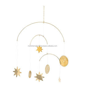 Cadeau en métal personnalisé Ornements de Noël ronds en laiton doré mat Ornements plats à suspendre - Product Image 5