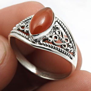 Natural Carnelian Gemstone 925 Sterling Silver Marquise Shape Classic <b>Ring</b> for Woman <b>Girls</b> Handmade Jewelry Direct Factory Price - Product Image 4