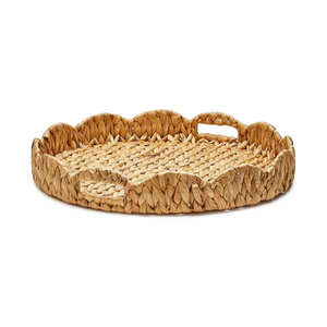 Bandeja Redonda con Borde Festoneado de Jacinto de Agua Antiguo, Ecológica, Hecha a Mano en Vietnam, Venta al por Mayor - Product Image 1