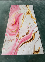 Panel Decorativo de Pared de PVC con Diseño Dorado, Lámina de Mármol UV Rosa Blanco MORLENX