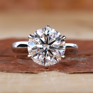 Anillo de Compromiso y Boda con Diamante Cultivado en Laboratorio de 4 Quilates, Corte Solitario, FVS1, para Mujer, Engaste de Garras - Product Image 1