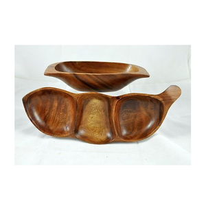 Bol en bois d'acacia Forme de feuille différente Ensemble de bols en bois poli personnalisables écologiques - Product Image 3