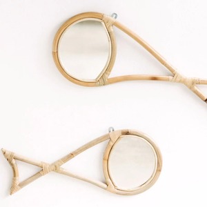 Modern Design Round Fish-Shaped Rattan <b>Mirror</b> Unique Art Wall Hanging for Home Children's Room - Product Image 5