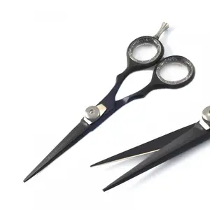 Professional Barber Salon Hair Cutting Scissor 5 Inch Black Sharp Razor Blade Shear Stainless Steel Barber Hair Cutting Scissors