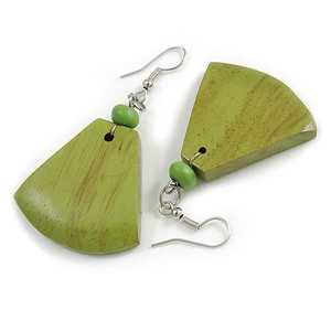 MN EXPORTS Boucles d'oreilles pendantes en bois en forme d'éventail vertes, style bohème, fabriquées en Inde, bijoux pour femmes pour occasions festives - Product Image 3