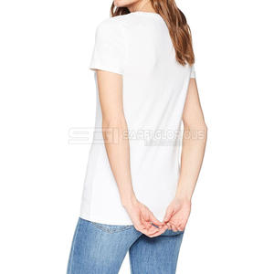 Camiseta de algodón informal para mujer, cuello redondo, manga corta, ajustada, transpirable, suave, cómoda y moderna. - Product Image 2