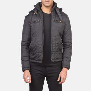 Veste coupe-vent matelassée noire à capuche Alps, style streetwear décontracté, avec tissu tissé de haute qualité, fermeture éclair réversible, tailles XS à 6XL - Product Image 1