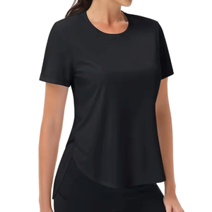 T-shirt à manches courtes en coton tricoté respirant et anti-boulochage, couleur unie, col rond, coupe classique, pour homme et femme, idéal pour l'été - Product Image 6