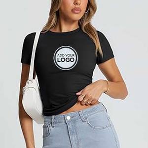 100% camisetas de algodón para mujer, camiseta de manga corta de algodón básico orgánico para mujer - Product Image 6