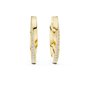 ต่างหูทรงกลมเพชรทรงกลมสำหรับผู้หญิง สวมใส่ในออฟฟิศ ทองคำ 14K สีเหลือง ดีไซน์เรียบหรู หรูหรา ได้รับการรับรอง ใส่ได้ทุกวัน สง่างาม สวยงาม - Product Image 1