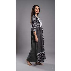 Evolove X Farasha Women's Floral Butterfly Cotton Maxi <b>Nightdress</b> Flared <b>Long</b> Nightgown with 3/4 Sleeves Soft & Comfortable XS - Product Image 2