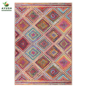 Tapis de sol compact et portable, fait à la main, écologique, en jute et en coton, pour la chambre à coucher et le salon - Product Image 2