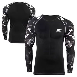 เสื้อแรชการ์ดแขนยาวคุณภาพสูงสำหรับผู้ชาย ผ้ายืดสแปนเด็กซ์/โพลีเอสเตอร์ แห้งเร็ว รับผลิตแบบ OEM สีและโลโก้ตามสั่ง - Product Image 6