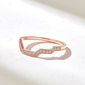 Les meilleurs fabricants indiens exclusifs 14k en or massif demi-éternité bague de mariage contour diamant naturel fêtes de fiançailles - Product Image 3