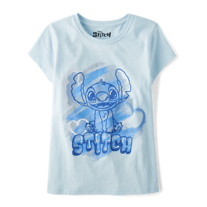 Puntadas para niñas™Camiseta azul gráfica con aerógrafo gótico Y2K, camiseta ajustada para mujer con decoración de diamantes, diseño transpirable - Product Image 1