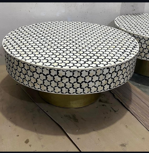 โต๊ะกาแฟฝังกระดูกและแม่ของไข่มุกปรับแต่งโต๊ะกาแฟฝังกระดูกในโคแลร์สีดำ - Product Image 2