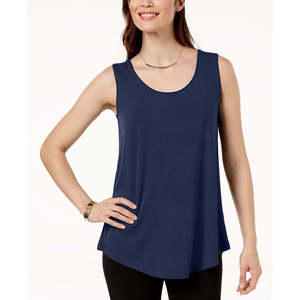 Canotta Basic da Donna JM con Scollo Rotondo, Traspirante ed Elastica, in Maglia Senza Cuciture e Corta, Blu, Taglia Unica - Product Image 1