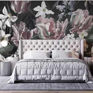 Carta da Parati Moderna 3D <span class=keywords><strong>con</strong></span> Bouquet di Tulipani, Installazione Peel and Stick, Impermeabile, Dimensioni e Colori Personalizzabili per <span class=keywords><strong>Soggiorno</strong></span> e Studio - Product Image 1