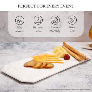 Plateau rectangulaire en marbre de style élégant pour servir des fruits, du thé, des desserts à la maison ou à l'hôtel pour les fêtes - Product Image 6