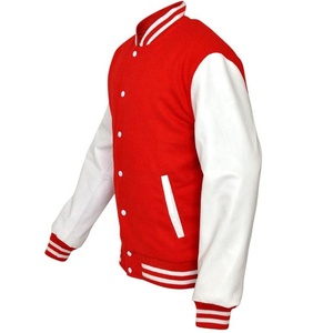 Winter Men's Varsity <b>Jacket</b> with Leather Sleeves and Wool Lining Customizable Design and Front Logo - Product Image 2