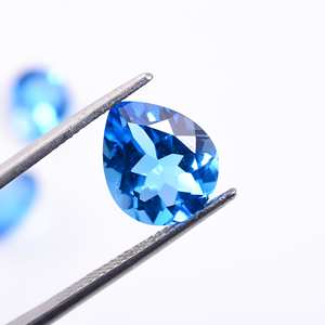 อัญมณีรูปลูกแพร์สวิสสีฟ้าบุษราคัมธรรมชาติ100% อัญมณีหลวมสำหรับเครื่องประดับที่สวยงามทำคริสตัลรักษาสีฟ้า - Product Image 1