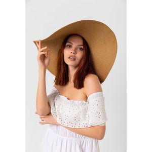 Camel Extra Wide Straw <b>Hat</b> with Ribbon HSR2039 - Shipped in <b>Box</b> - 2039camel - Product Image 2
